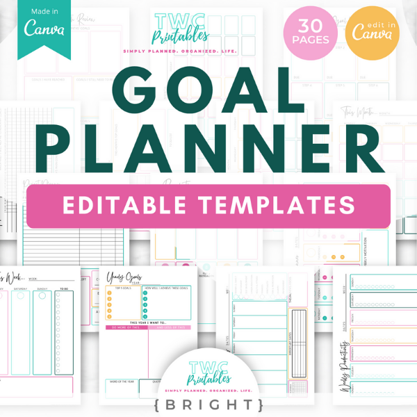 Goal Planner Canva Templates - BRIGHT