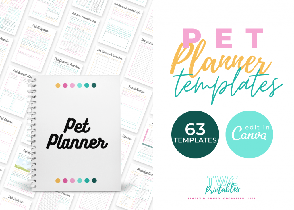 Editable Pet Planner Templates for Canva // BRIGHT