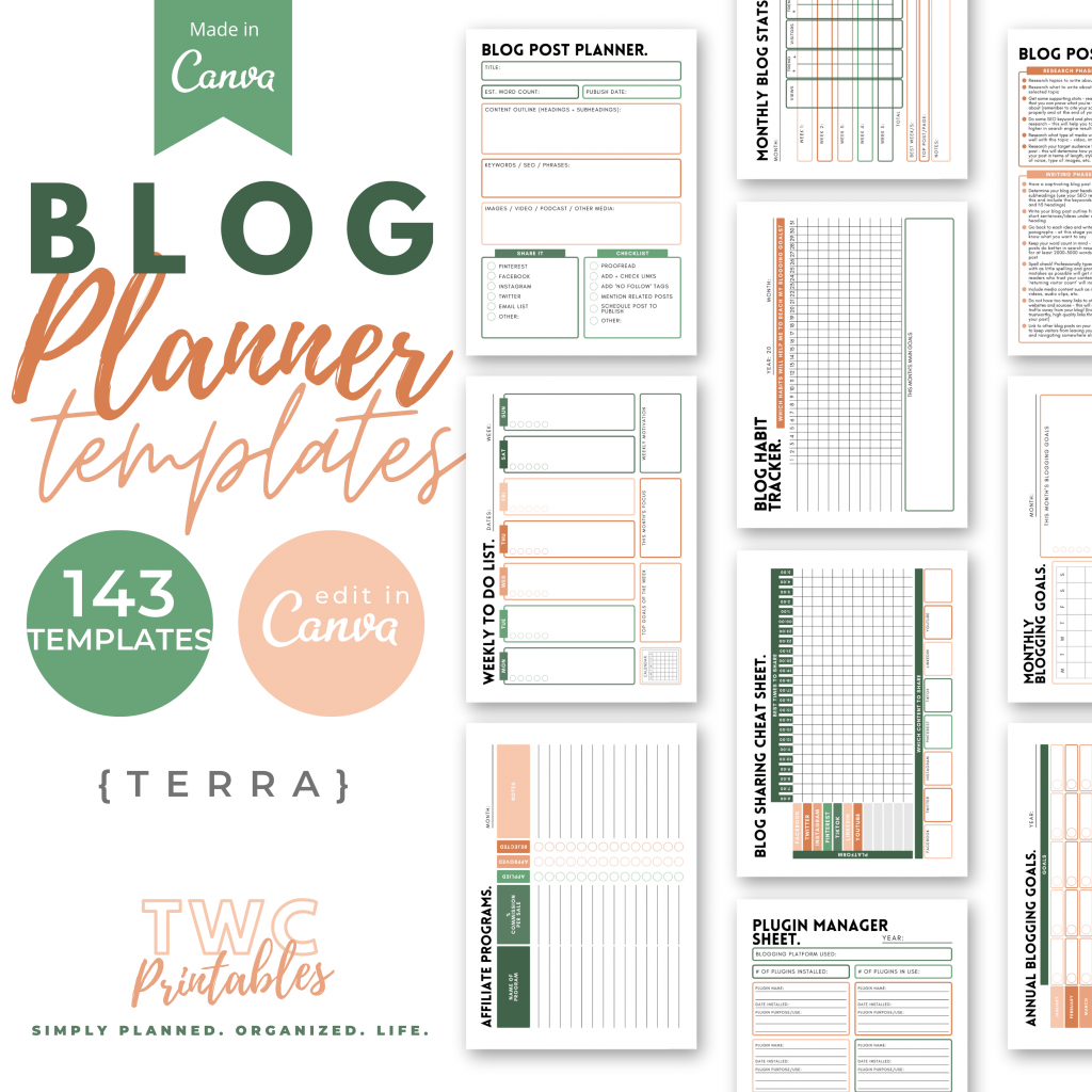 Editable BLOG Planner Templates for Canva, blog template, blog post planner, blog content, blog kit, blog business planner, blogging planner