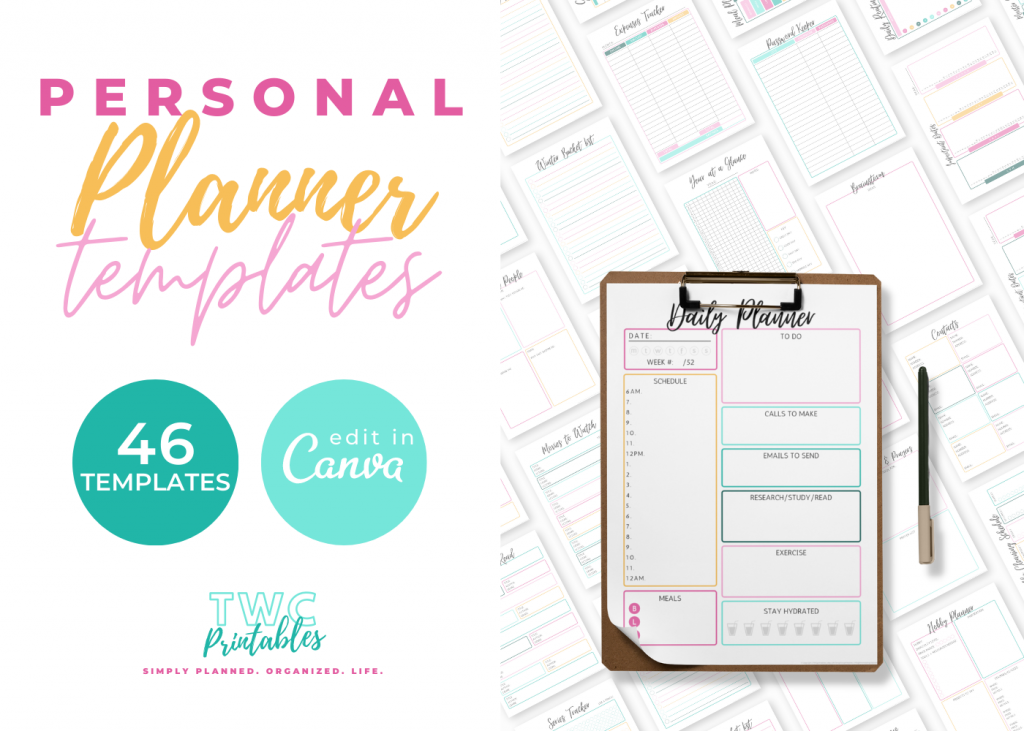 Editable Personal Planner Templates for Canva // BRIGHT