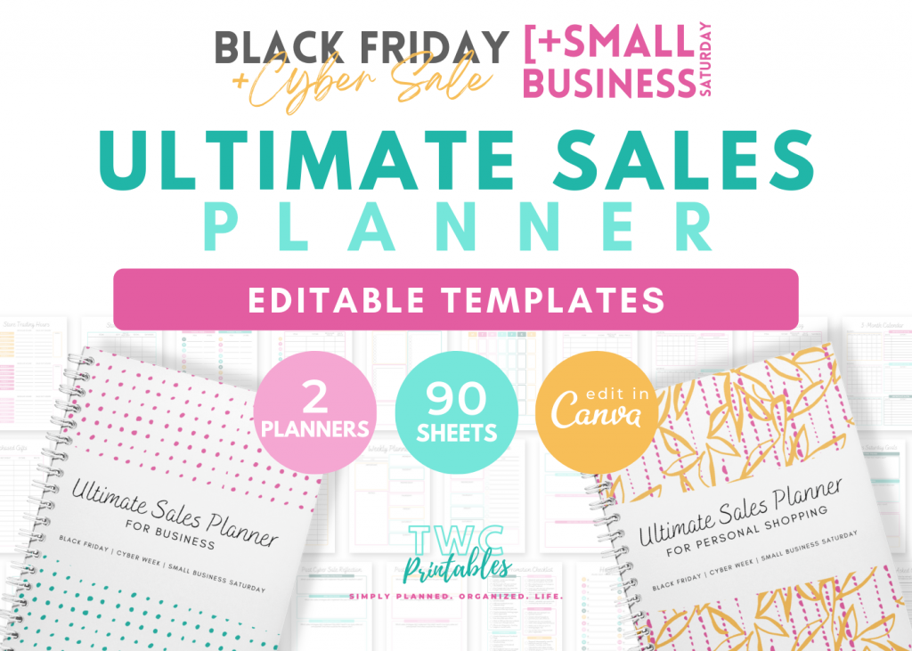 Editable Sales Planner Templates for Canva, Black Friday Planner, Cyber Monday Planner, Holiday Sales Planner, Black Friday Tracker, Canva
