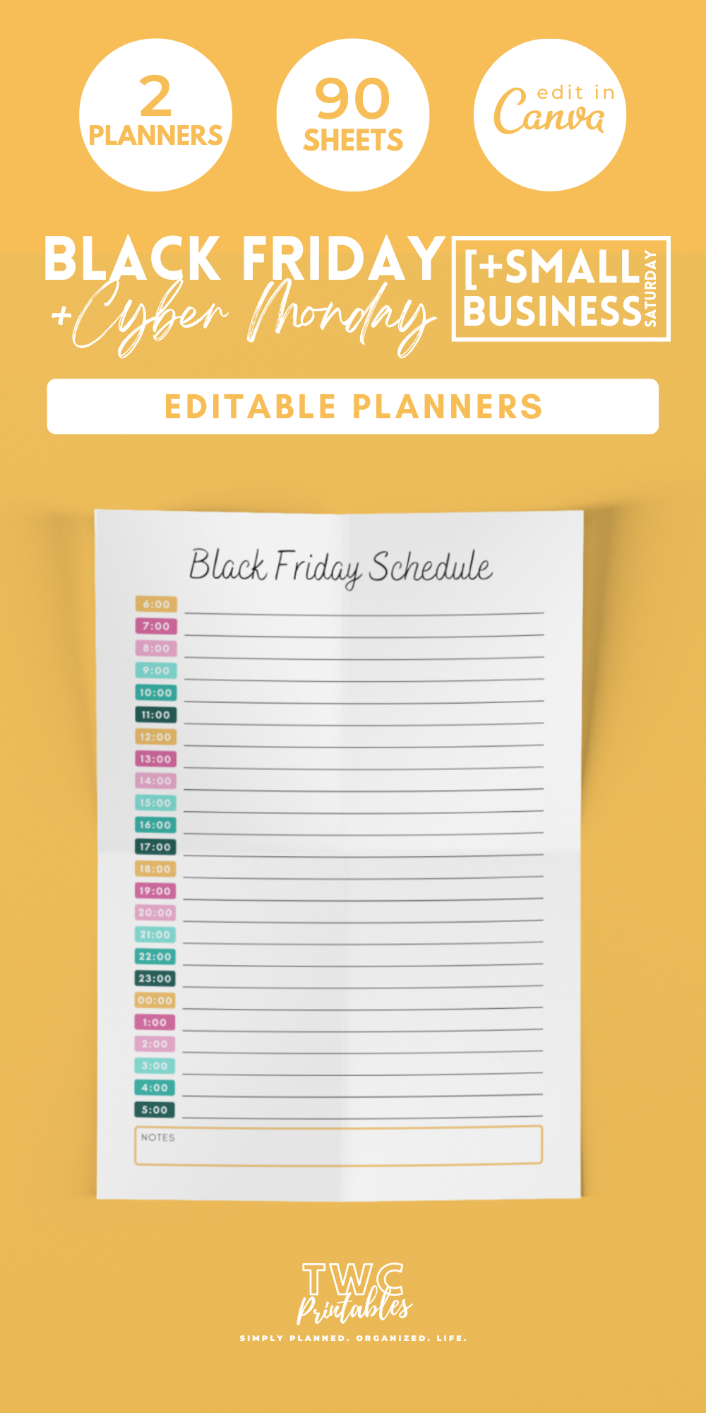 Black Friday Schedule - Black Friday Sales Planner Canva Templates