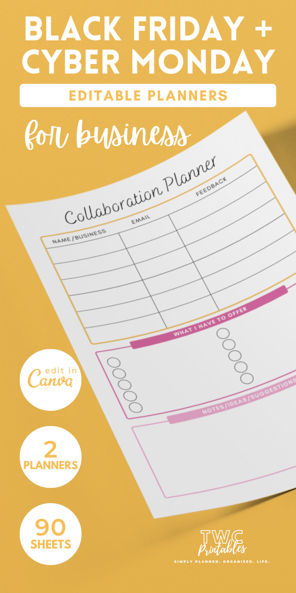 Collaboration Planner - Black Friday Sales Planner Canva Templates