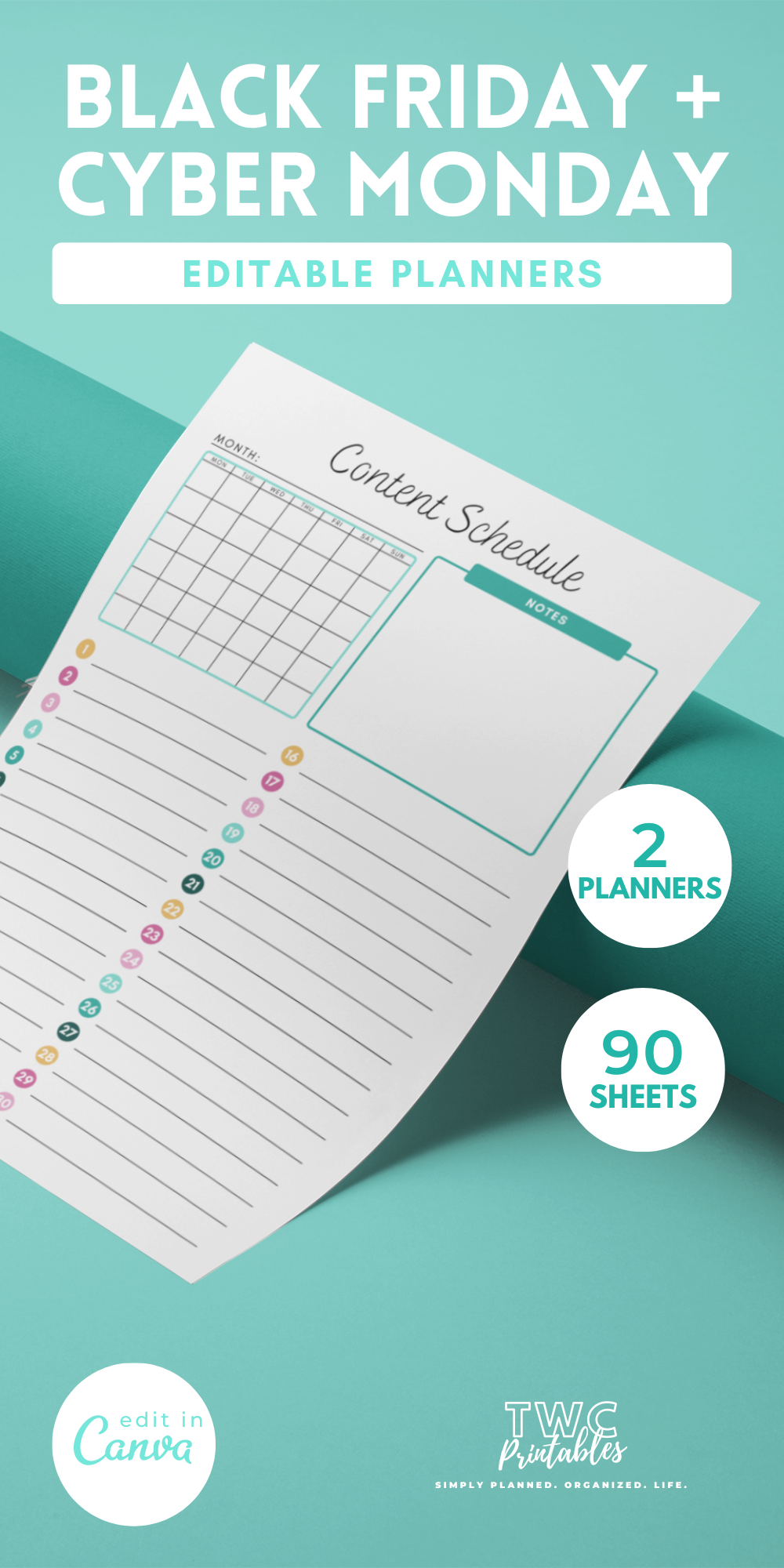 Content Schedule - Black Friday Sales Planner Canva Templates