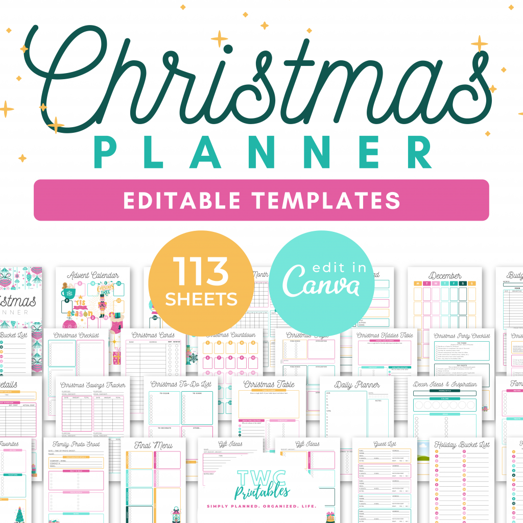 Christmas Planner Editable Canva Template, Holiday Planner, Planner Pages, Christmas Planner Template, 2021, Xmas Planner, Organizer, Canva