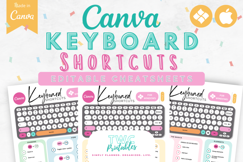 Canva Keyboard Shortcuts, Editable Canva Shortcut Buttons, Printable Canva Shortcut Keyboard, Use with Canva Pro and free, Canva templates