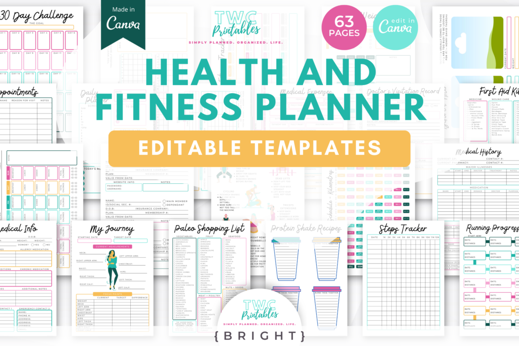 Health & Fitness Planner Canva Templates