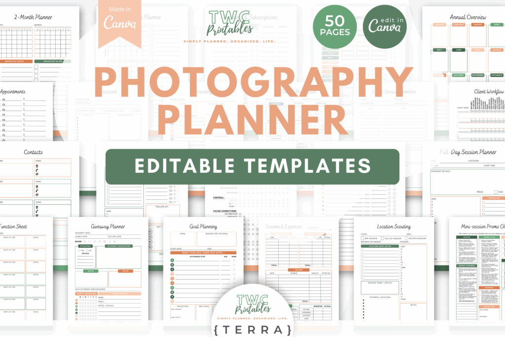 Photography Planner Canva Templates | TERRA