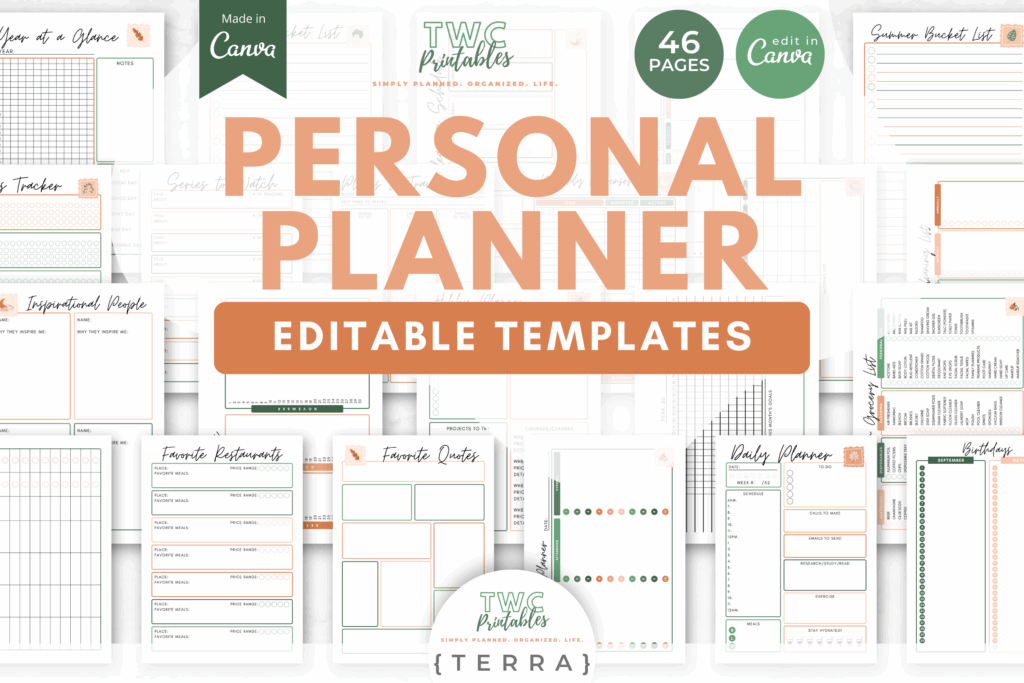 Personal Planner Canva Templates | TERRA
