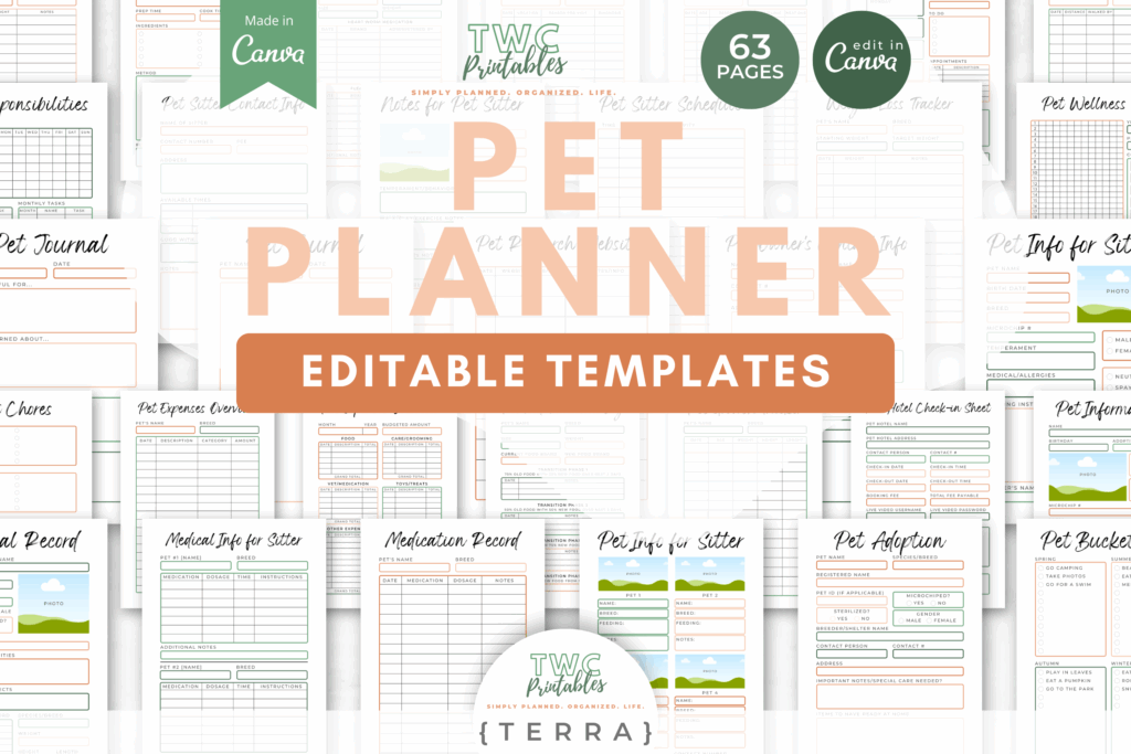 Pet Planner Canva Templates | TERRA
