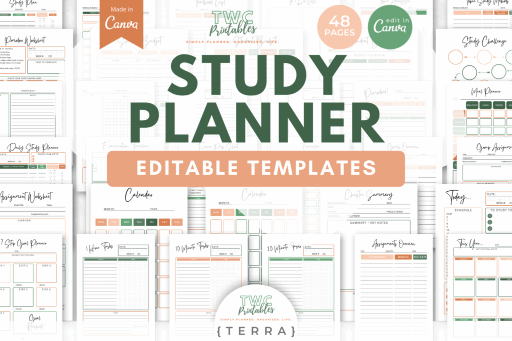 Study Planner Canva Templates | TERRA