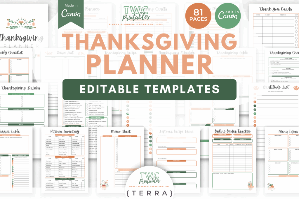 Thanksgiving Planner Canva Templates | TERRA