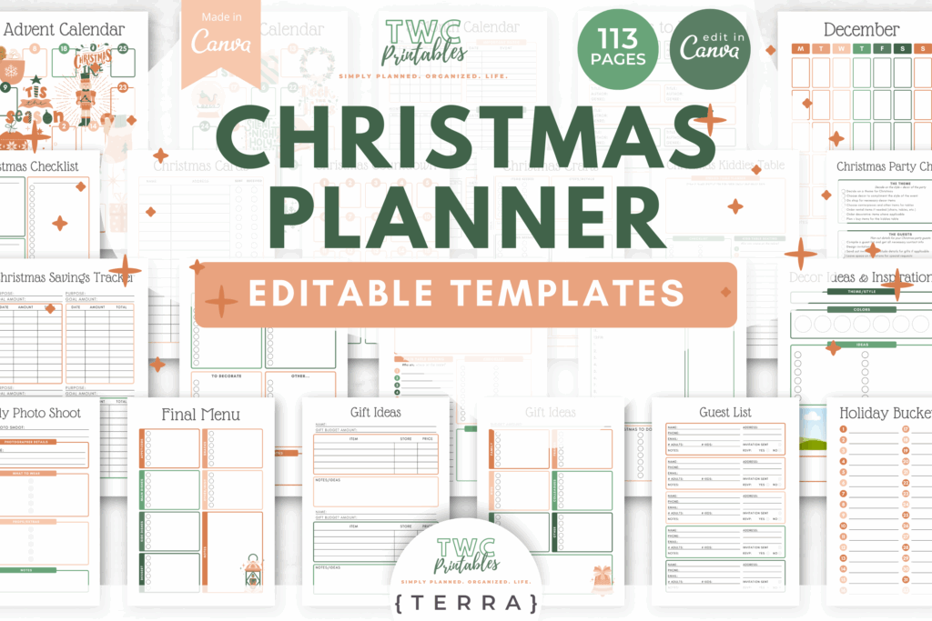 Christmas Planner Canva Templates | TERRA