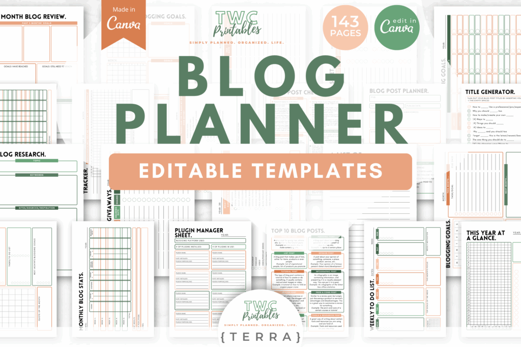 Blog Planner Canva Templates | TERRA