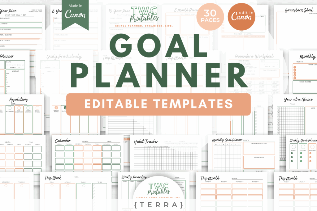 Goal Planner Canva Templates | TERRA