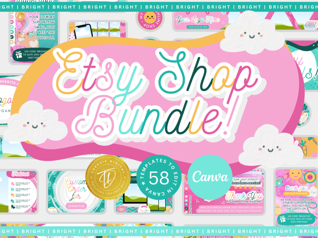 Etsy Shop Bundle - BRIGHT - TWCprintables X ToekzieDigital