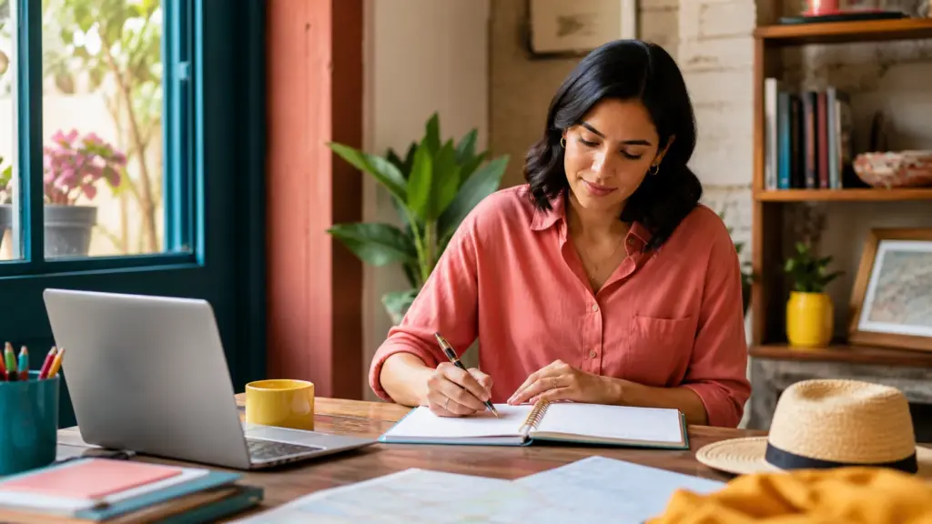 Person working through a practical travel planning checklist process