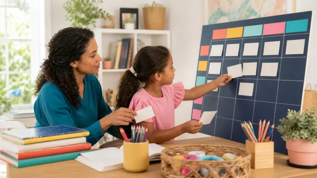 Person working through a practical homeschool schedule template process