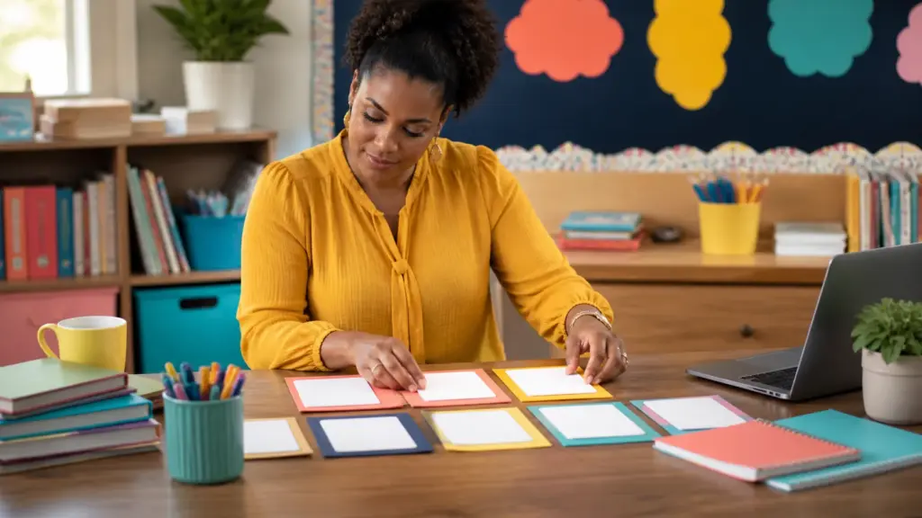 Person working through a practical lesson plan template process
