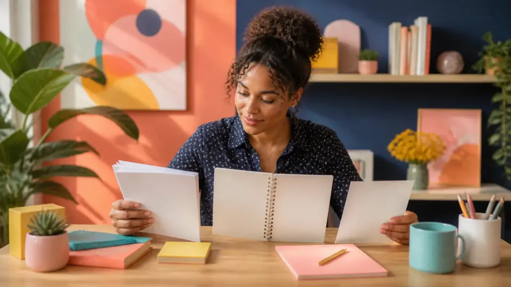 Person working through a practical ebook vs workbook process
