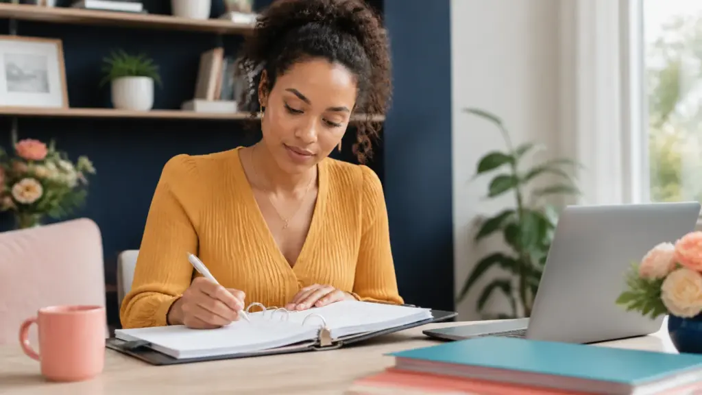 Person working through a practical what to include in a wedding planner process
