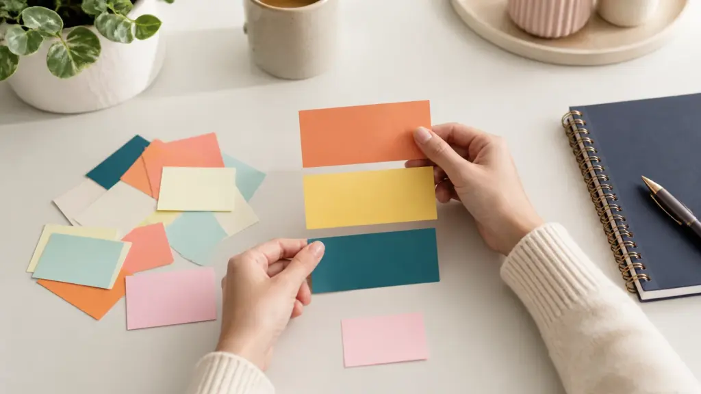 Hands arranging the key steps for best planner for adhd adults
