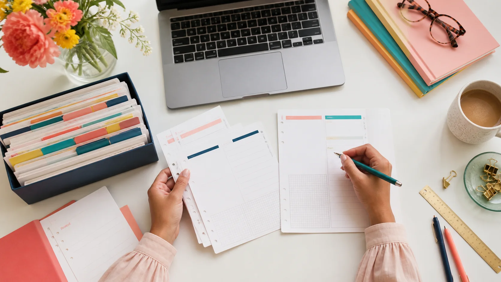 Overhead editorial concept introducing template library