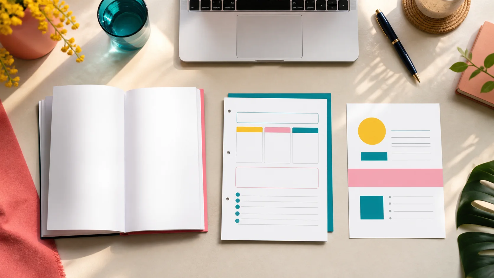Overhead editorial concept introducing ebook vs workbook
