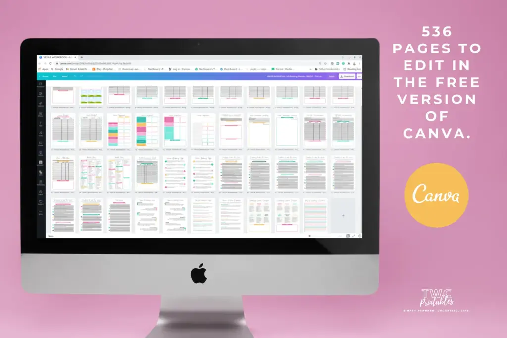 Real TWC template preview 2 relevant to printable vs digital wedding planner