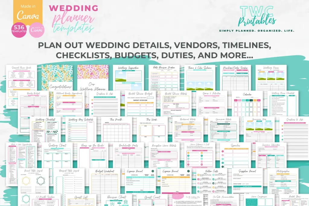 Real TWC template preview 3 relevant to printable vs digital wedding planner
