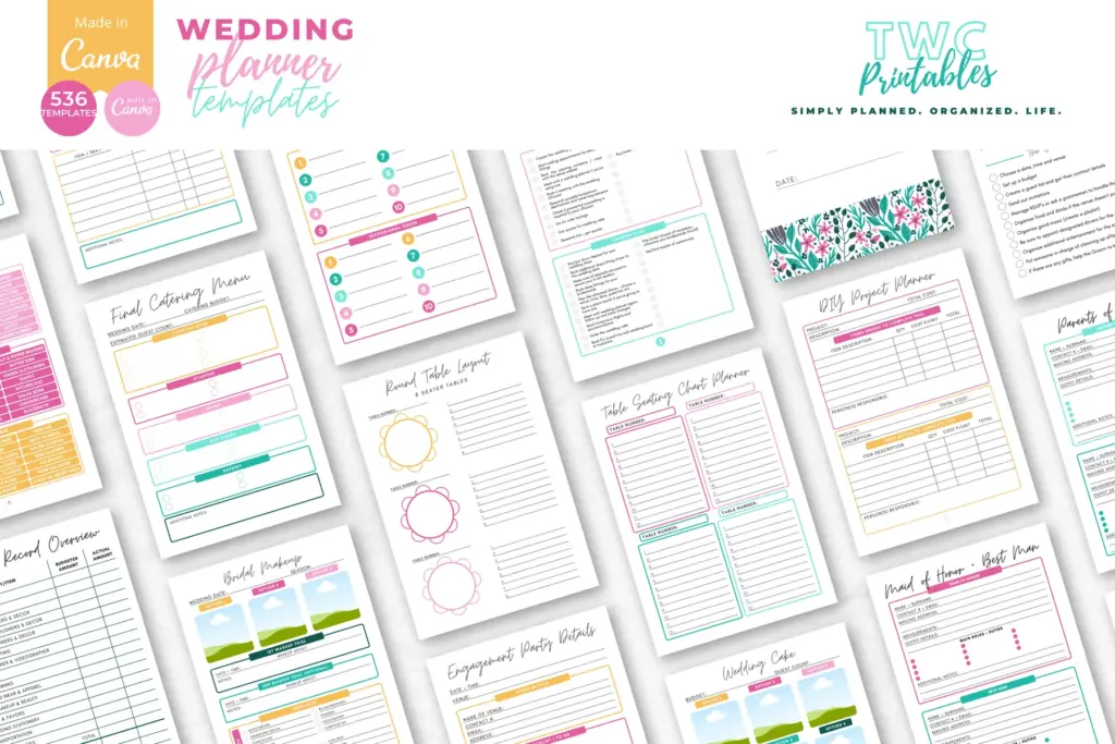 Real TWC template preview 4 relevant to printable vs digital wedding planner